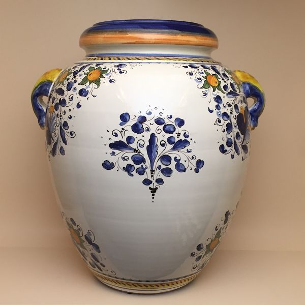 CB108F 64 - Jar cm. 64 H Cafaggiolo blu coat of arms with florentine lily
